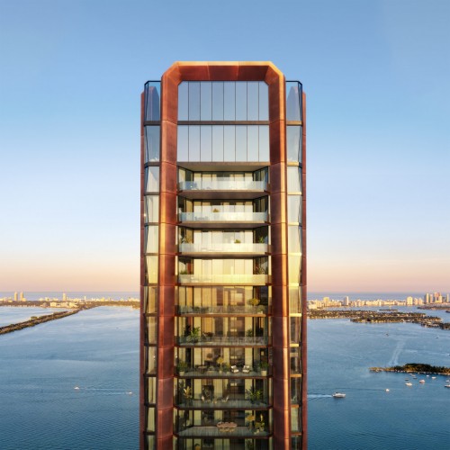 Aerial view of Edgewater Miami and Biscayne Bay
